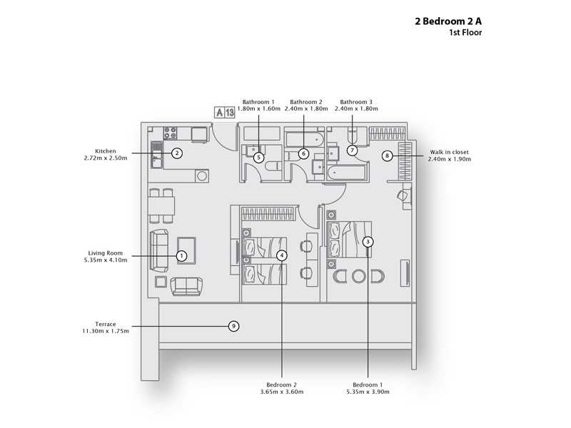 2 Bedroom Apartment 2 A, 1st Floor